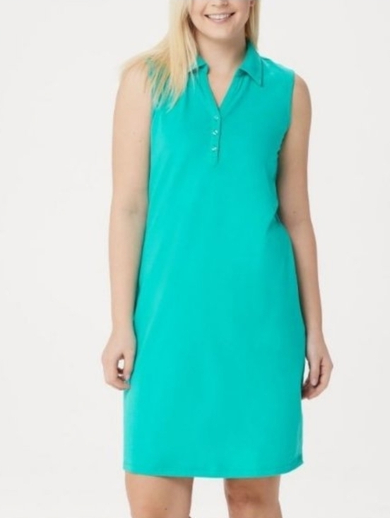 d&co Dresses & Skirts - Denim & Co Essentials Sleeveless Polo Dress Aqua